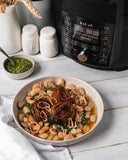 Sticky Miso Onions, with Butter Beans & Pesto