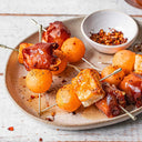Crispy Prosciutto Halloumi and Melon Skewers